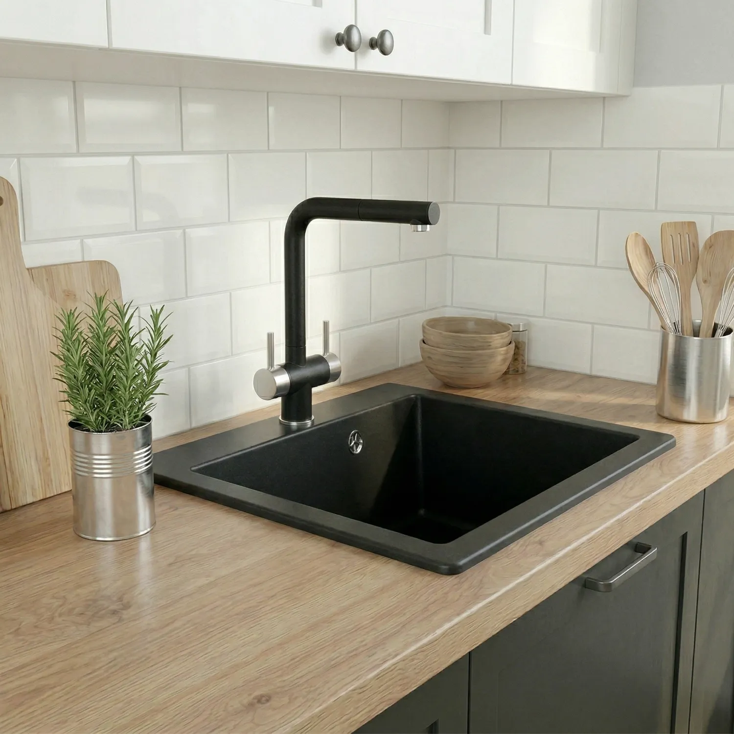 5102, ЧЁРНЫЙ, кухонная мойка, кварц