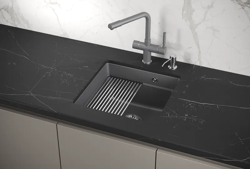 KS-4501U, АЛЮМИНИУМ, кухонная мойка, кварц