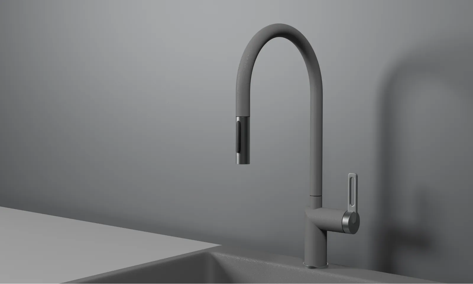 GR-8172, АЛЮМИНИУМ, СМЕСИТЕЛЬ КУХОННЫЙ С ВЫДВИЖНЫМ ИЗЛИВОМ