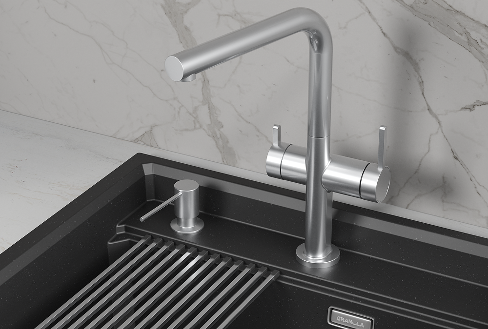 Смеситель для кухни Granula Kitchen Space 8276 нержавеющая сталь, подключение к фильтру